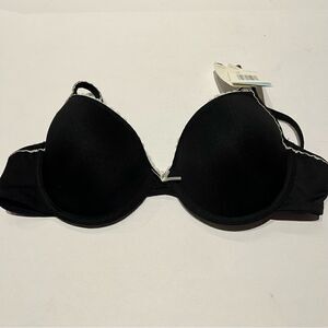 Maidenform Bra Black with white lace trim 34C